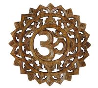 Mie Creations Hindu Om Wall Hanging Décor, Indian God Symbol Wall Art, Navratri, Diwali Festival, Pooja Mandir Decorations, Return Gifts for Housewarming | Handmade Metal Panel - Golden 8''