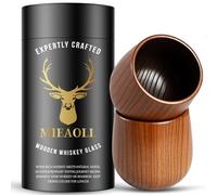 Mieaoll Charred Wooden Whiskey Glasses, Bourbon Gifts for Men, 2 Pack