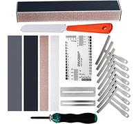 MIECOO 19PCS Guitar Repair Tool Kit with 8 Inch Guitar Fret Leveling Beam, 9 Understring Radius Gauge, Fret Crowning File, String Action Ruler Gauge, Fretboard Guard, Screwdriver and Sandpapers