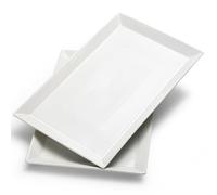 MIECOO Large Serving Platters, 18.5" x 11.5" White Serving Trays Set, Rectangular Porcelain Plates for Party, Wedding, Birthday, Entertaining, Food, Appetizer, Fruit, Sushi, Dessert, Set of 2