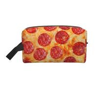 MIEKGPS 3D Pizza Pepperoni Print Cosmetic Bags for Women Makeup Bag Large Capacity Travel Toiletry Storage Pouch