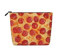 MIEKGPS 3D Pizza Pepperoni Print Cosmetic Bags for Women Makeup Bag Large Capacity Travel Toiletry Storage Pouch