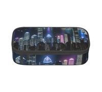 MIEKGPS Aerial Night of View Hong Kong print Makeup Bag Cosmetic Bag Large Capacity Pencil Case Pouch Organizer Portable Bag, Black, One Size, Modern