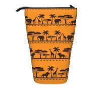 MIEKGPS African animals print Stand Pencil Holder Telescopic Cute Pencil Case fun Cosmetic Portable Makeup Bag