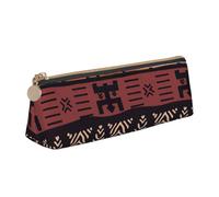 MIEKGPS African Mud Cloth Tribal print personalized Leather Pencil Case Bag Makeup Cosmetic Holder Pouch Stationery Bag