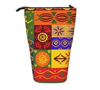 MIEKGPS African National Patterns print Stand Pencil Holder Telescopic Cute Pencil Case fun Cosmetic Portable Makeup Bag