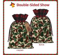MIEKGPS Aniaml Camouflage Green print Drawstring Fabric Gift Bags, Reusable Gift Wrap Favor Bags Birthday 8.3 x 11.8 in