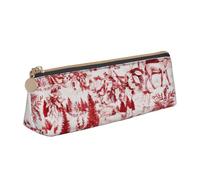 MIEKGPS Animal Wilderness Bear Deer print personalized Leather Pencil Case Bag Makeup Cosmetic Holder Pouch Stationery Bag