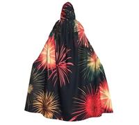 MIEKGPS Beautiful Fireworks Print Large Hooded Cloak Halloween Costume, Long Robe Cape Costume for Adults Women Men