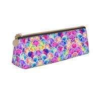 MIEKGPS Beautiful Rainbow Colors Mermaid print personalized Leather Pencil Case Bag Makeup Cosmetic Holder Pouch Stationery Bag