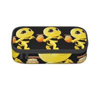 MIEKGPS Bee flying print Makeup Bag Cosmetic Bag Large Capacity Pencil Case Pouch Organizer Portable Bag, Black, One Size, Modern