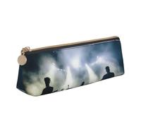 MIEKGPS Black Smoke Music2 print personalized Leather Pencil Case Bag Makeup Cosmetic Holder Pouch Stationery Bag