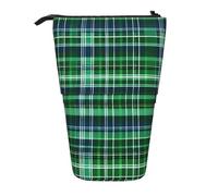 MIEKGPS Blue and Green Scottish Tartan print Stand Pencil Holder Telescopic Cute Pencil Case fun Cosmetic Portable Makeup Bag