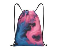 MIEKGPS blue and pink fire print drawstring backpack bag sports gym sack drawstring bag string beach bag yoga bag, blackone, M