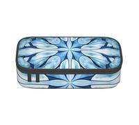 MIEKGPS Blue Folk Art Pattern print Makeup Bag Cosmetic Bag Large Capacity Pencil Case Pouch Organizer Portable Bag, Black, One Size, Modern