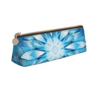 MIEKGPS Blue Folk Art Pattern3 print personalized Leather Pencil Case Bag Makeup Cosmetic Holder Pouch Stationery Bag