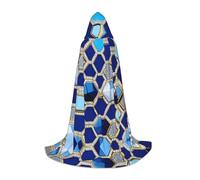 MIEKGPS Blue Hexagons and Diamond Print Small size Hooded Cloak Halloween Costume, Robe Cape,Halloween Cosplay Witch