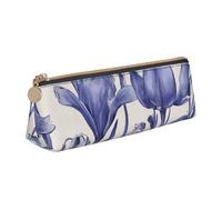 MIEKGPS bluebell design 01 print personalized Leather Pencil Case Bag Makeup Cosmetic Holder Pouch Stationery Bag