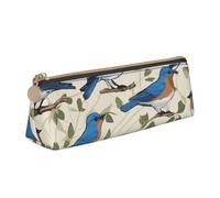 MIEKGPS bluebird pattern 01 print personalized Leather Pencil Case Bag Makeup Cosmetic Holder Pouch Stationery Bag