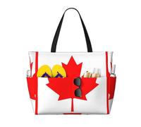 MIEKGPS Canadian flag print Large Travel Beach Tote Bag for Women Lightweight Waterproof Pool Bag for Travel