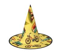 MIEKGPS Car and bicycle print Halloween Witch Hat Wizard Hat Decoration Accessories Party Cosplay Foldable