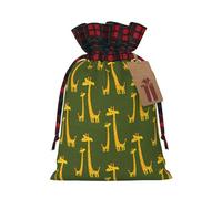 MIEKGPS Cartoon Giraffe print Drawstring Fabric Gift Bags, Reusable Gift Wrap Favor Bags Birthday 8.3 x 11.8 in