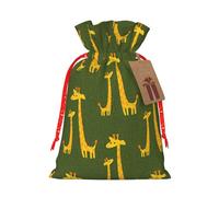 MIEKGPS Cartoon Giraffe print Drawstring Fabric Gift Bags, Reusable Gift Wrap Party Favor Bags Birthday Party