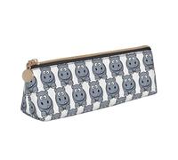 MIEKGPS Cartoon Hippo print personalized Leather Pencil Case Bag Makeup Cosmetic Holder Pouch Stationery Bag