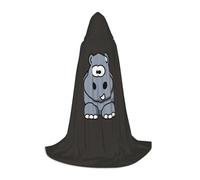 MIEKGPS Cartoon Hippo Print Small size Hooded Cloak Halloween Costume, Robe Cape,Halloween Cosplay Witch