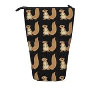 MIEKGPS cartoon squirrel print Stand Pencil Holder Telescopic Cute Pencil Case fun Cosmetic Portable Makeup Bag
