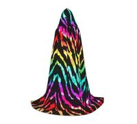 MIEKGPS Colorful Rainbow Zebra Print Small size Hooded Cloak Halloween Costume, Robe Cape,Halloween Cosplay Witch