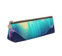 MIEKGPS Cool Music sound wave print personalized Leather Pencil Case Bag Makeup Cosmetic Holder Pouch Stationery Bag