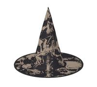 MIEKGPS Cool Retro Skull Graphics print Halloween Witch Hat Wizard Hat Decoration Accessories Party Cosplay Foldable