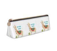 MIEKGPS Cute Cartoon Llama Cactus print personalized Leather Pencil Case Bag Makeup Cosmetic Holder Pouch Stationery Bag