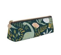 MIEKGPS Cute Dinosaur print personalized Leather Pencil Case Bag Makeup Cosmetic Holder Pouch Stationery Bag