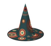 MIEKGPS Ethnic Circles Floral Pattern print Halloween Witch Hat Wizard Hat Decoration Accessories Party Cosplay Foldable