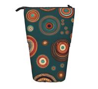 MIEKGPS Ethnic Circles Floral Pattern print Stand Pencil Holder Telescopic Cute Pencil Case fun Cosmetic Portable Makeup Bag