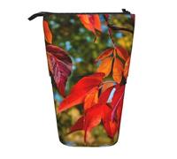 MIEKGPS Fall Red Leaves and Fruits print Stand Pencil Holder Telescopic Cute Pencil Case fun Cosmetic Portable Makeup Bag