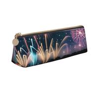 MIEKGPS Fireworks print personalized Leather Pencil Case Bag Makeup Cosmetic Holder Pouch Stationery Bag