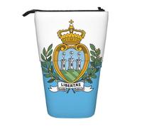 MIEKGPS Flag of San Marino print Stand Pencil Holder Telescopic Cute Pencil Case fun Cosmetic Portable Makeup Bag