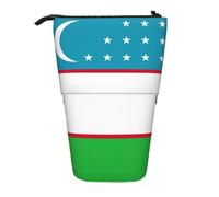 MIEKGPS Flag of the Republic of Uzbekistan print Stand Pencil Holder Telescopic Cute Pencil Case fun Cosmetic Portable Makeup Bag