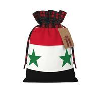 MIEKGPS Flag of the Syrian Arab Republic print Drawstring Fabric Gift Bags, Reusable Gift Wrap Favor Bags Birthday 4.7 x 6.9 in