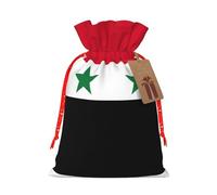MIEKGPS Flag of the Syrian Arab Republic print Drawstring Fabric Gift Bags, Reusable Gift Wrap Party Favor Bags Birthday Party