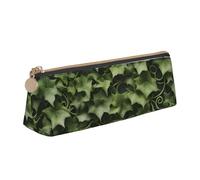 MIEKGPS Floral Swirls Ivy print personalized Leather Pencil Case Bag Makeup Cosmetic Holder Pouch Stationery Bag