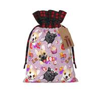 MIEKGPS French little bulldog print Drawstring Fabric Gift Bags, Reusable Gift Wrap Favor Bags Birthday 4.7 x 6.9 in