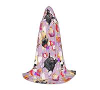 MIEKGPS French little bulldog Print Small size Hooded Cloak Halloween Costume, Robe Cape,Halloween Cosplay Witch