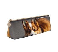 MIEKGPS Funny Corgi Butt Brown print personalized Leather Pencil Case Bag Makeup Cosmetic Holder Pouch Stationery Bag