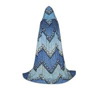 MIEKGPS Gradient Blue Denim Print Small size Hooded Cloak Halloween Costume, Robe Cape,Halloween Cosplay Witch