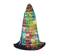 MIEKGPS Graffiti Colorful Brick Print Small size Hooded Cloak Halloween Costume, Robe Cape,Halloween Cosplay Witch