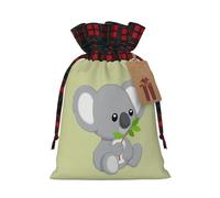 MIEKGPS Green leaf koala print Drawstring Fabric Gift Bags, Reusable Gift Wrap Favor Bags Birthday 4.7 x 6.9 in